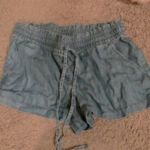 Chambray denim look shorts